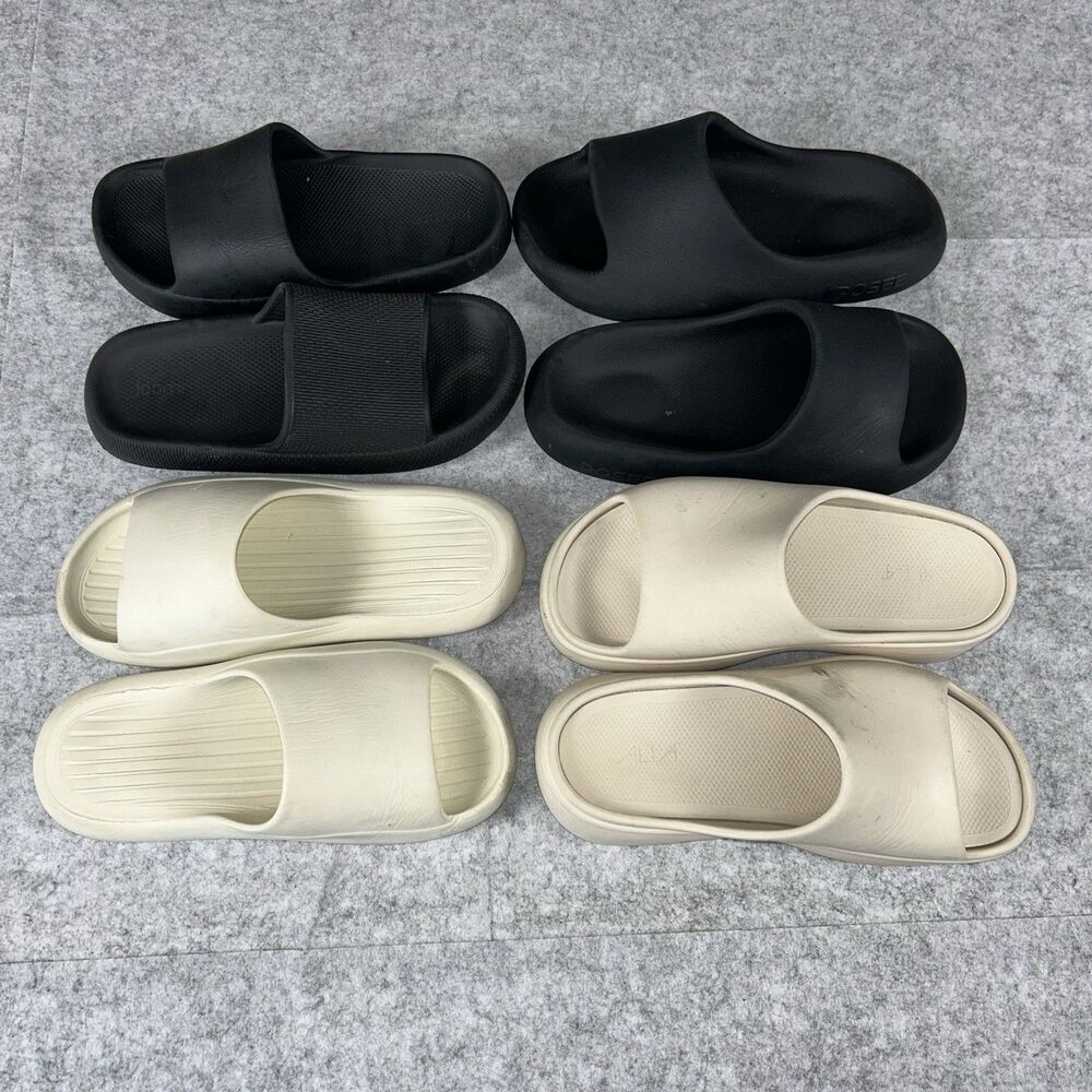 Black & White Comfy Comfort Cloud Slides Sandals Lot Of 4 Size 39-40 40-41 42-43